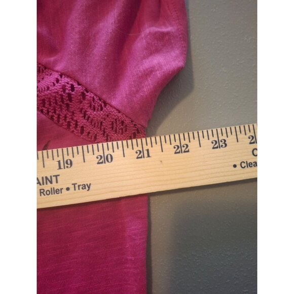 Faded Glory Womens Top XL Pink Rolled Short Sleeve Lace Back Butterfly Print Y2K - Picture 7 of 8